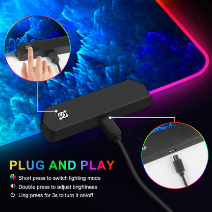 ARTSO RGB Gaming Mouse Pad Large, Extended LED Mouse Mat XXL 35.4x15.7 inch, 14 Lighting Modes, 2 Brightness, Non-Slip Rubber Base Mousepad Waterproof Keyboard Mat,Fantasy Nebula Sky