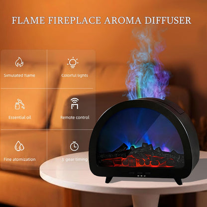 2026 Upgraded 12 Color Flame Fireplace Aroma Essential Oil Diffuser,250ml USB Desktop Noiseless Cool Mist Humidifier with Timer Auto-Off Protection for Home,Office, Gift (Black, Arched)