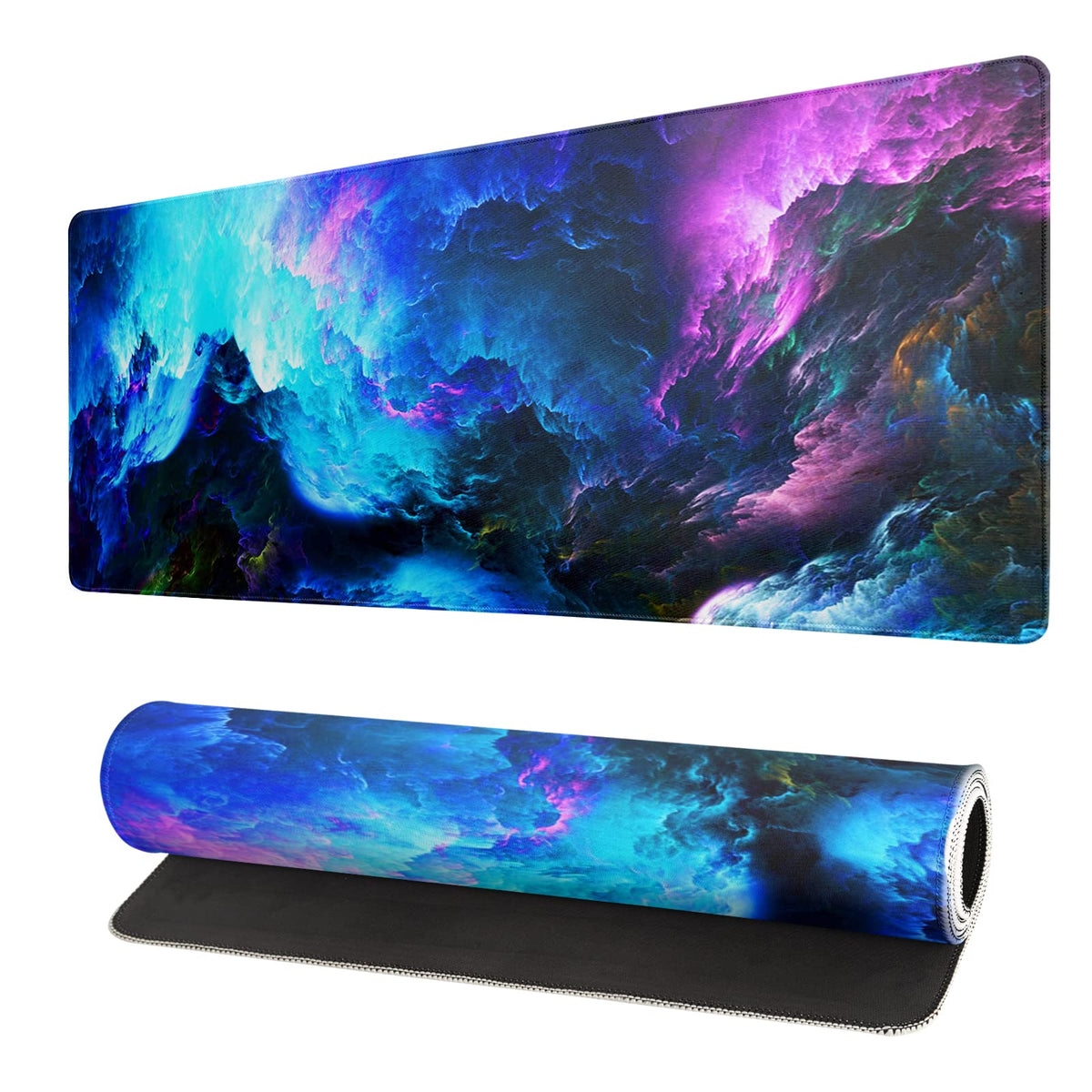 Black and White Japanese Cherry Blossom Gaming Mouse Pad Sakura Death Life Flower Mat 31.5x11.8 Inch Texture Non-Slip Rubber Base Mousepad Stitched Edges Keyboard Desk Pad for Office Home Game