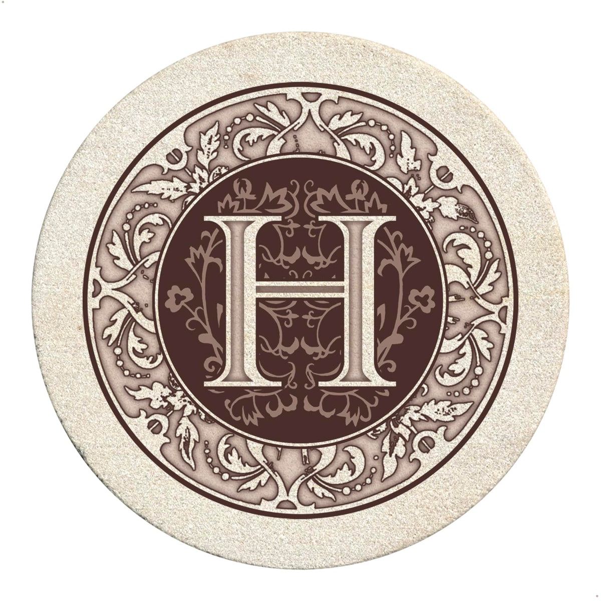 Thirstystone Monogram Round Natural Sandstone Coaster 4 Pack (Letter B)