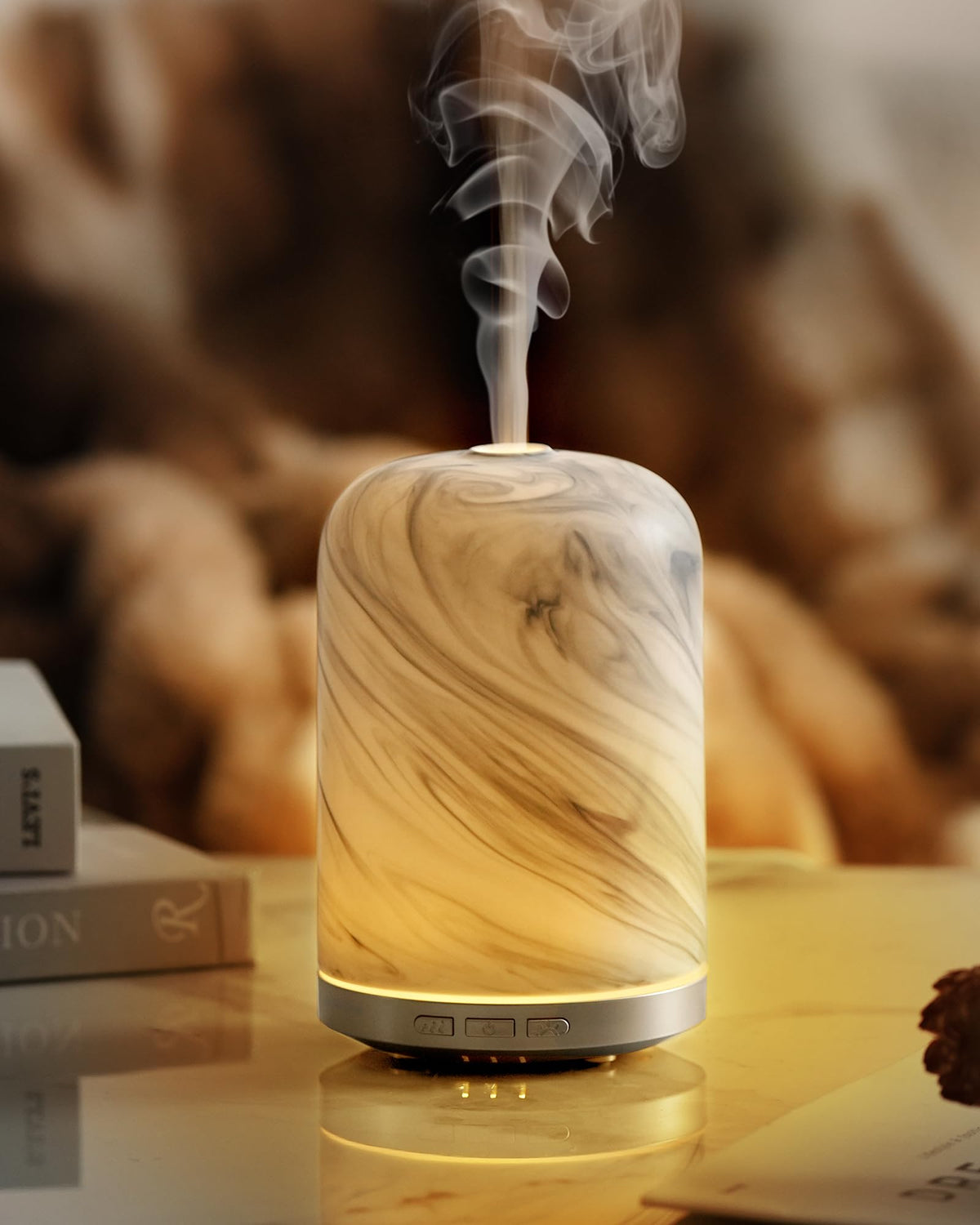 Essential Oil Diffuser - 2.4 MHz Ultrasonic Glass Diffuser with Pulse/Continuous Mist & 3 Night Light Modes, Waterless Auto-Off, Silent Aromatherapy Diffuser for Home, Office, Gifting & Home Decor