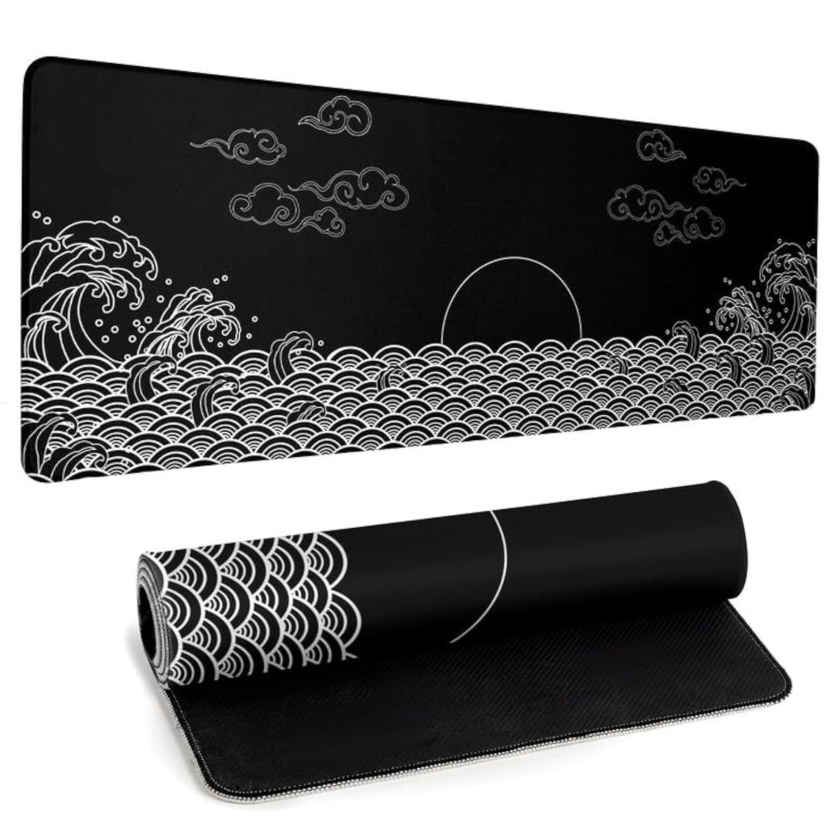 Large Topographic Map Gaming Mouse Pad for Desk Black Desk Pad with Non-Slip Rubber Base Stitched Edge Desk Organizers and Accessories Desk Decor