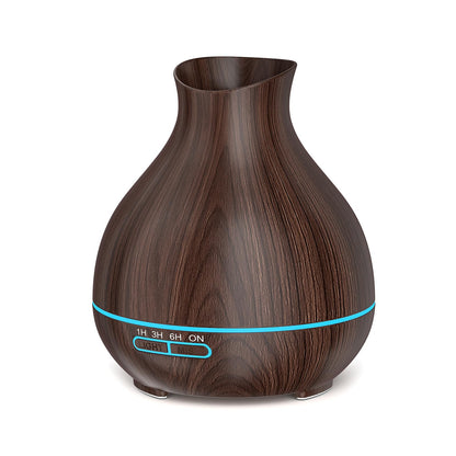 Aromatherapy Essential Oil Diffuser 550ml 12 Hours Wood Grain Aroma Diffuser with Timer Cool Mist Humidifier for Large Room, Home, Baby Bedroom, Waterless Auto Shut-off,7 Colors Lights Changing
