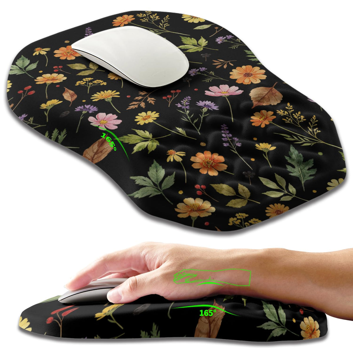 Ergonomic Slope Mouse Pad Wrist Support, Wrist Rest Mousepad for Carpal Tunnel Pain Relief with Massage Bulge and Slow Rebound Memory Foam (12x8 inch, Black)