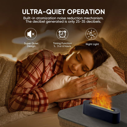 YALEDI Essential Oil Diffuser, Fireplace Flame Fire Oil Diffuser, 150ml Ultrasonic Cool Mist Aromatherapy Humidifier, Scent Aroma Diffuser with 7 Colors Light, Timer & Auto-Off for Home, Room (Black)