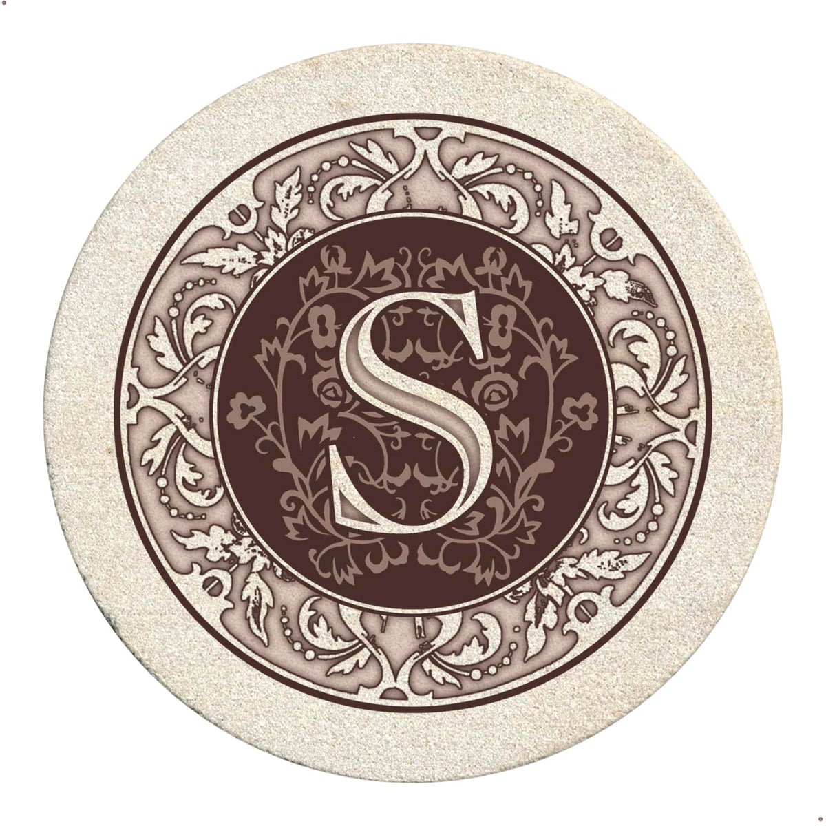Thirstystone Monogram Round Natural Sandstone Coaster 4 Pack (Letter B)