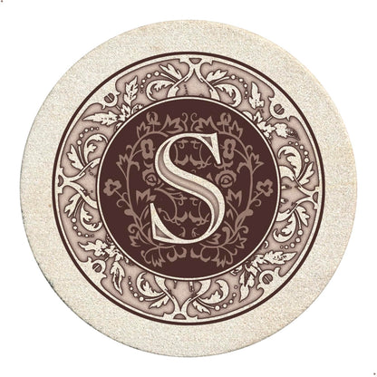 Thirstystone Monogram Round Natural Sandstone Coaster 4 Pack (Letter B)