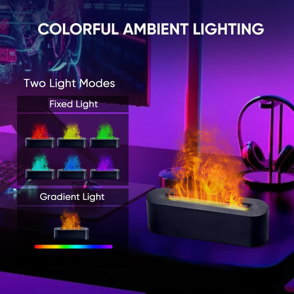 YALEDI Essential Oil Diffuser, Fireplace Flame Fire Oil Diffuser, 150ml Ultrasonic Cool Mist Aromatherapy Humidifier, Scent Aroma Diffuser with 7 Colors Light, Timer & Auto-Off for Home, Room (Black)