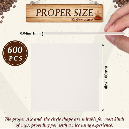 TaoBary 600 Pcs Cardboard Paper Coasters Bulk 4 Inch Square Blank,White