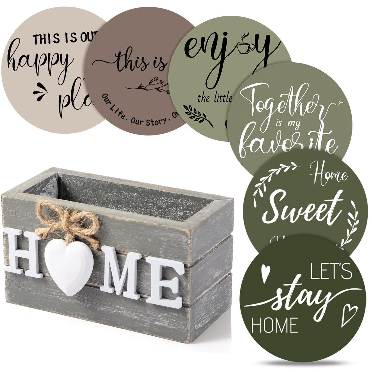 Queekay House Warming Gifts New Home Farmhouse Coasters Set of 6, Mixed