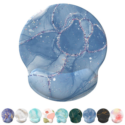 eulps Mouse Pad with Wrist Rest, Comfortable Computer Mousepad with Gel Wrist Support Smooth Surface and Non-Slip PU Base for Pain Relief, Laptop, Office & Home (Cyan Pink Marble)
