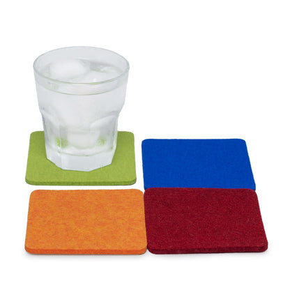Graf Lantz - Bierfilzl Merino Wool Round Coasters Set of 4 - Heather White (4" Circles) - Absorbs 30% of Weight, German Wool - Heat Resistant, Sustainable, & Reusable - Home Decor & Coffee Table Decor