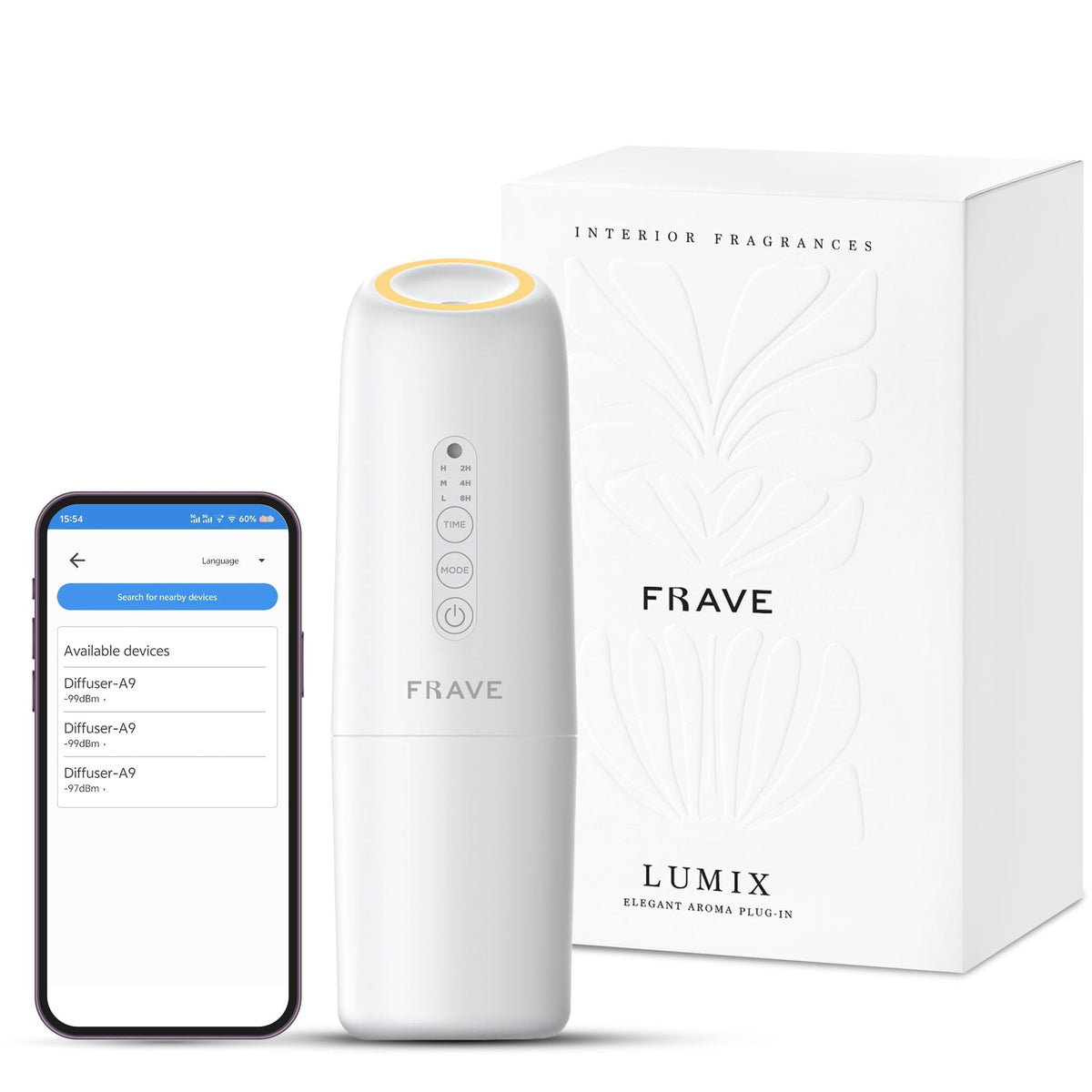 Lumixx Diffuser with Aroma Oil, Plug-in Waterless Essential Oil Diffuser, Smart Bluetooth App Control, Covers Up to 800 sq ft, 100ml Capacity, Cold Air Scent Technology, White