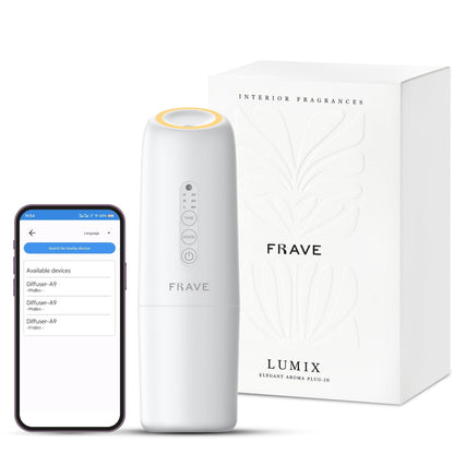 Lumixx Diffuser with Aroma Oil, Plug-in Waterless Essential Oil Diffuser, Smart Bluetooth App Control, Covers Up to 800 sq ft, 100ml Capacity, Cold Air Scent Technology, White