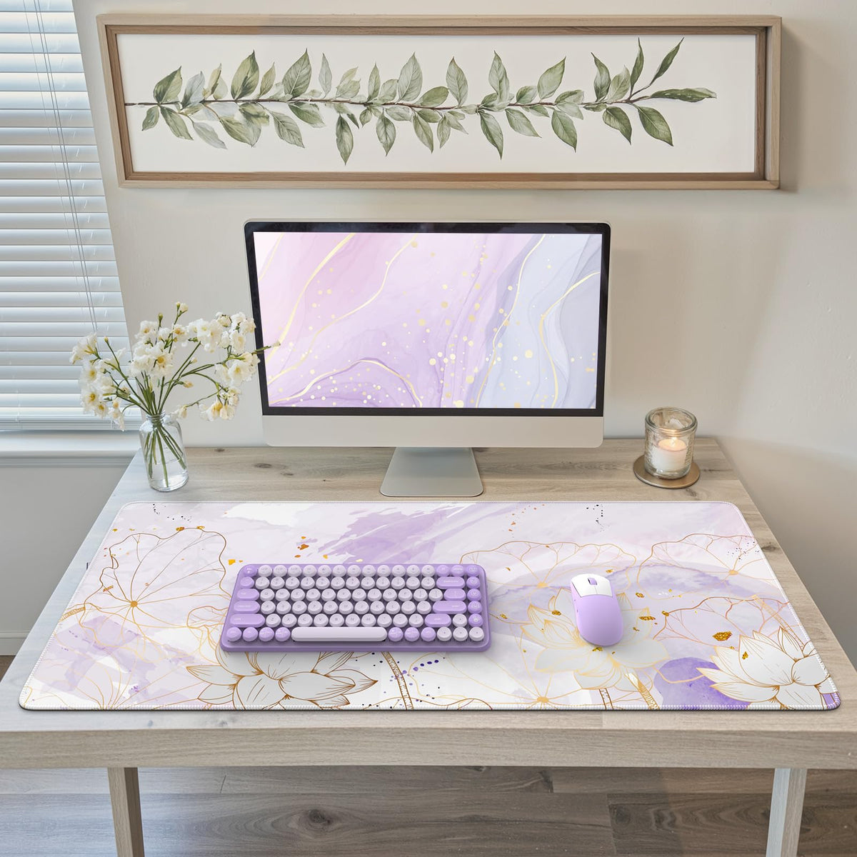 iCasso Desk Mat, Large Desk Mouse Pad for Desk,Home Office - Green Weeds