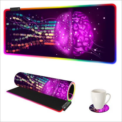 ARTSO RGB Gaming Mouse Pad Large, Extended LED Mouse Mat XXL 35.4x15.7 inch, 14 Lighting Modes, 2 Brightness, Non-Slip Rubber Base Mousepad Waterproof Keyboard Mat,Fantasy Nebula Sky