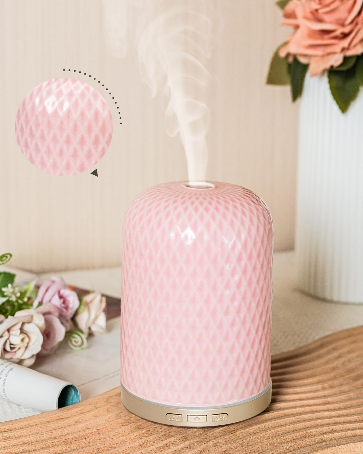 Essential Oil Diffuser - 2.4 MHz Ultrasonic Glass Diffuser with Pulse/Continuous Mist & 3 Night Light Modes, Waterless Auto-Off, Silent Aromatherapy Diffuser for Home, Office, Gifting & Home Decor