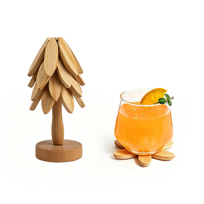 Yuoyar Wooden Tree-Shaped Coasters Set for Coffee Table, Kitchen
