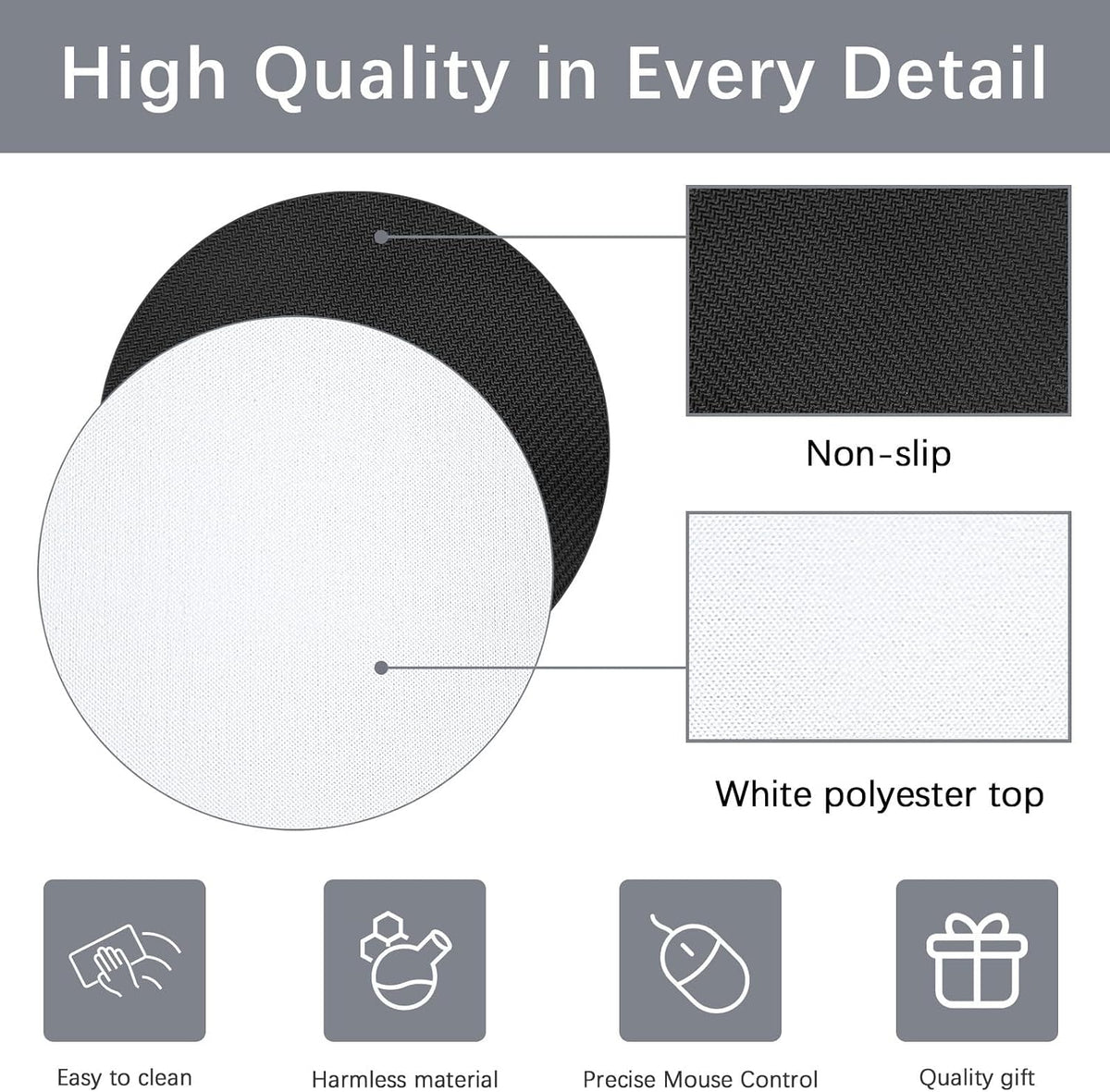30 PCS White Mouse Pad for Heat Press Printing, Round Rubber Mouse Mat, Bulk Crafts Custom Photos Non Slip Bottom 20x20x0.2 cm