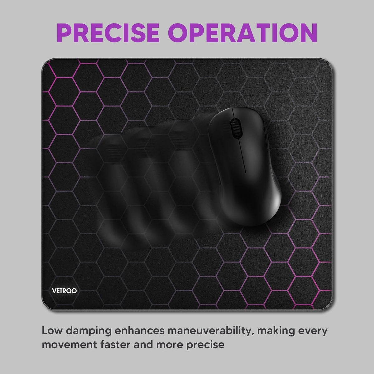 Vetroo Black GMP300 Tempered Glass Gaming Mouse Pad