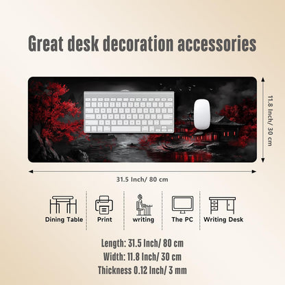 Extended Gaming Mouse Pad, Large Mouse Mat 3 mm Nature Rubber Base Mousepad with Stitched Edges, Non-Slip Desk Mat for Office Home Great Gift 31.5x11.8 Inch (Dark Canyon 5)