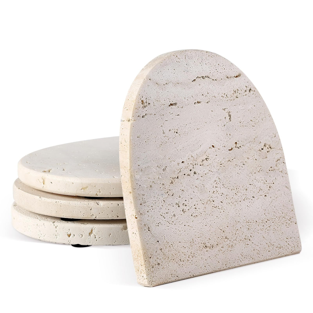 Koville Marble Coaster Set of 4, Round White Coasters, 4" Cup Coasters for Drinks, Heat Resistant Coaster for Coffee Table Home Office Bar Decor(Namib Fantasy)