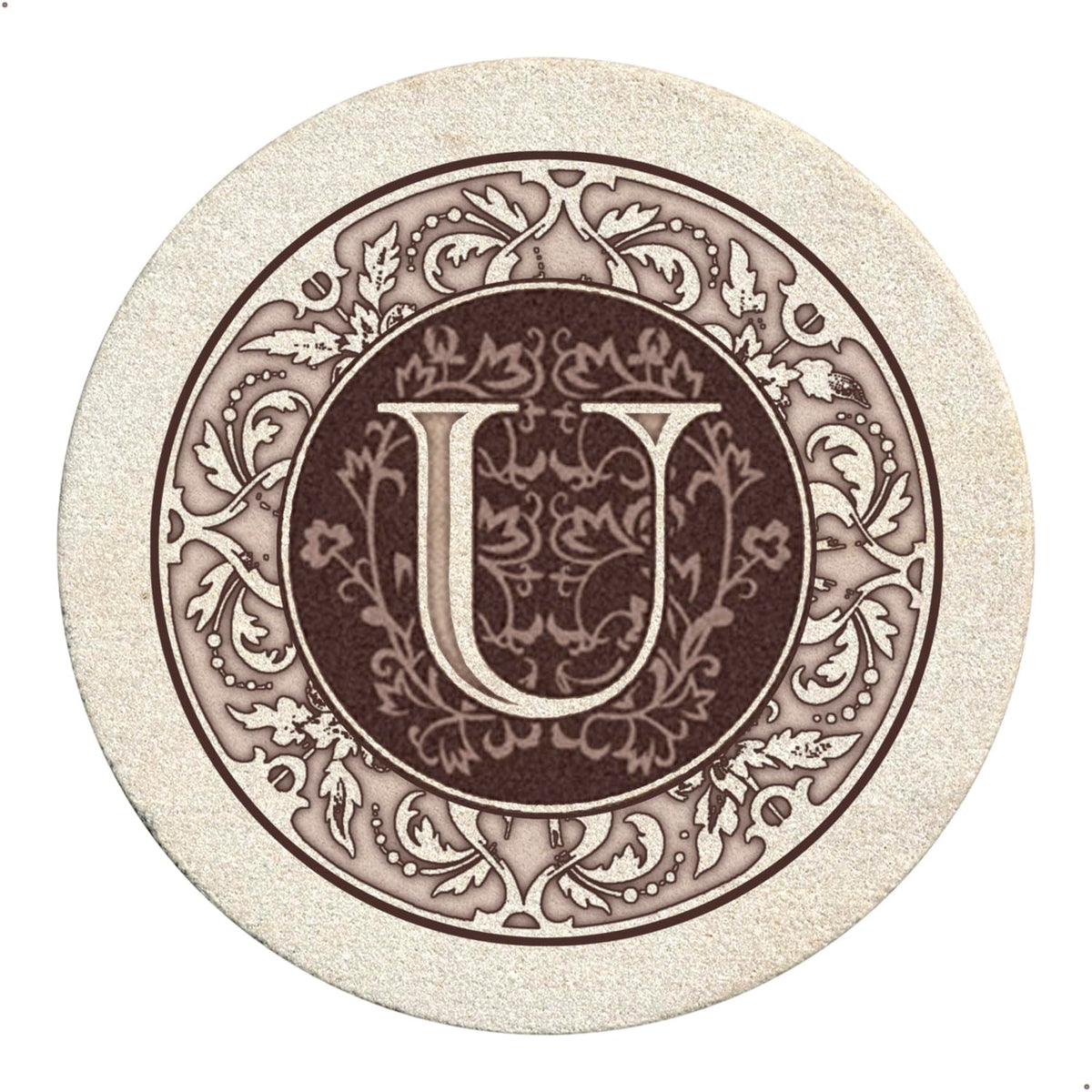 Thirstystone Monogram Round Natural Sandstone Coaster 4 Pack (Letter B)