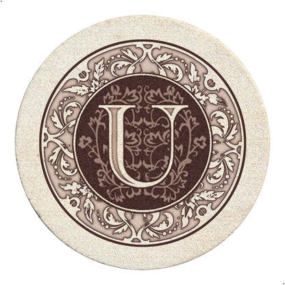 Thirstystone Monogram Round Natural Sandstone Coaster 4 Pack (Letter B)