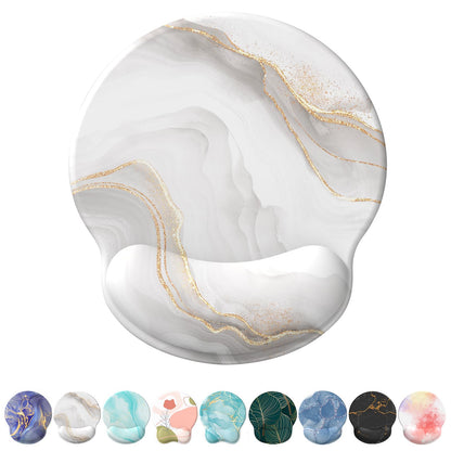 eulps Mouse Pad with Wrist Rest, Comfortable Computer Mousepad with Gel Wrist Support Smooth Surface and Non-Slip PU Base for Pain Relief, Laptop, Office & Home (Cyan Pink Marble)