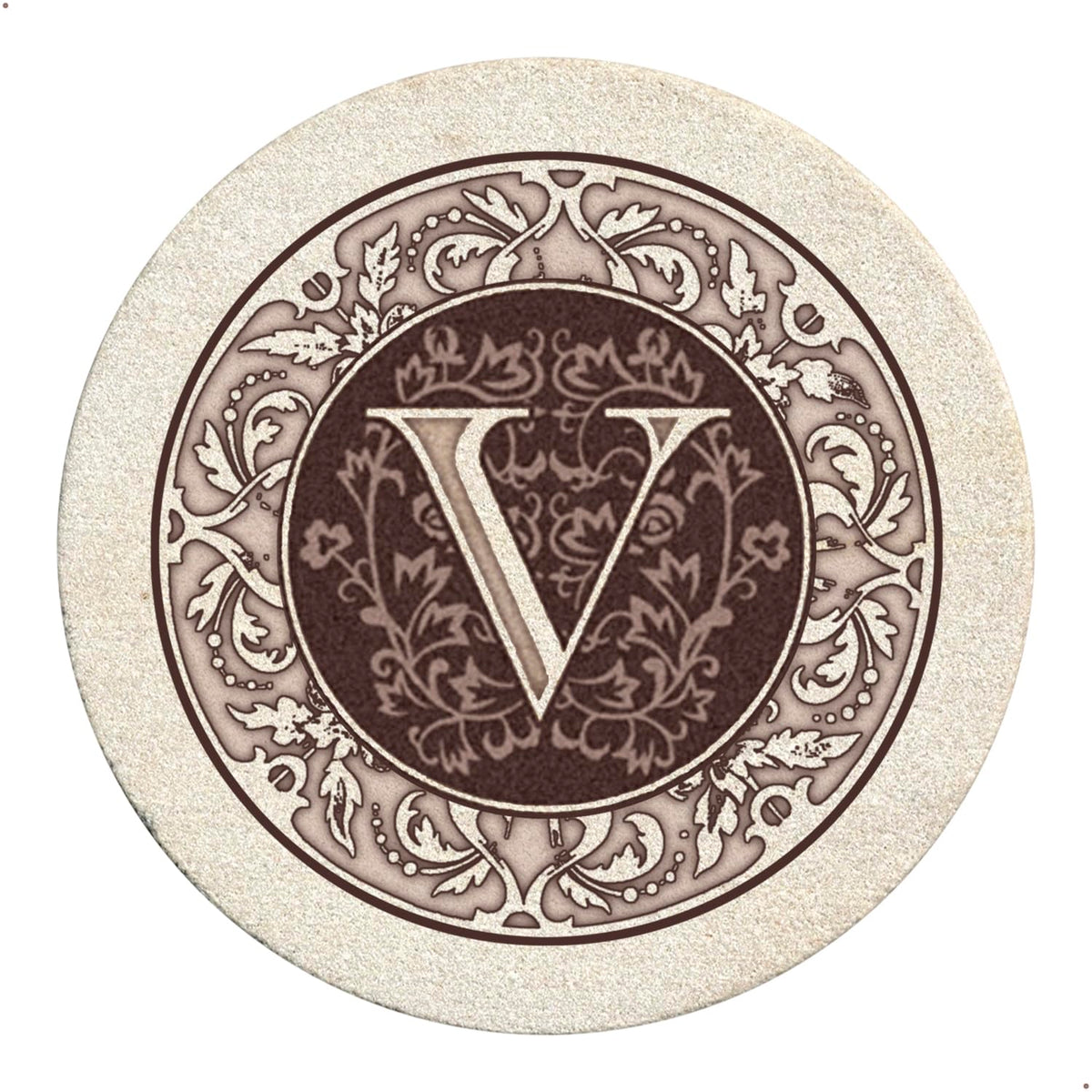 Thirstystone Monogram Round Natural Sandstone Coaster 4 Pack (Letter B)