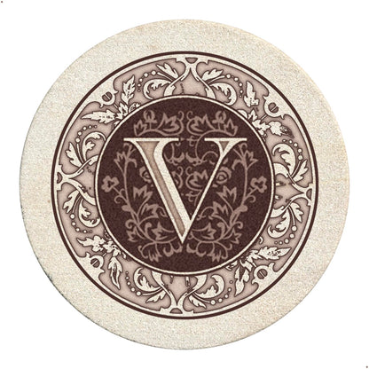 Thirstystone Monogram Round Natural Sandstone Coaster 4 Pack (Letter B)