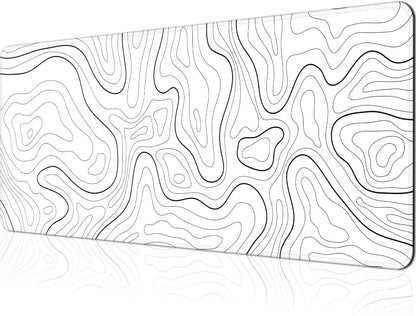 Gaming Mouse Pad Large 31.5 x 11.8in Topographic Keyboard Mousepad for Non-Slip Base and Stitched Edge, Extended Desk Pad XL Desk Mat (Black)