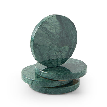 Natural Marble Coaster Set of 4.Round Drinks Coasters,Non-Ceramic/Non-Resin