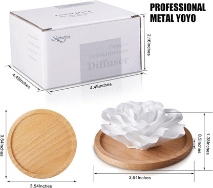 Passive Essential Oil Diffuser,Aromatherapy Passive Mini Ceramic Essential Oil Small Diffuser for Desk Office Home Gift (Roses)
