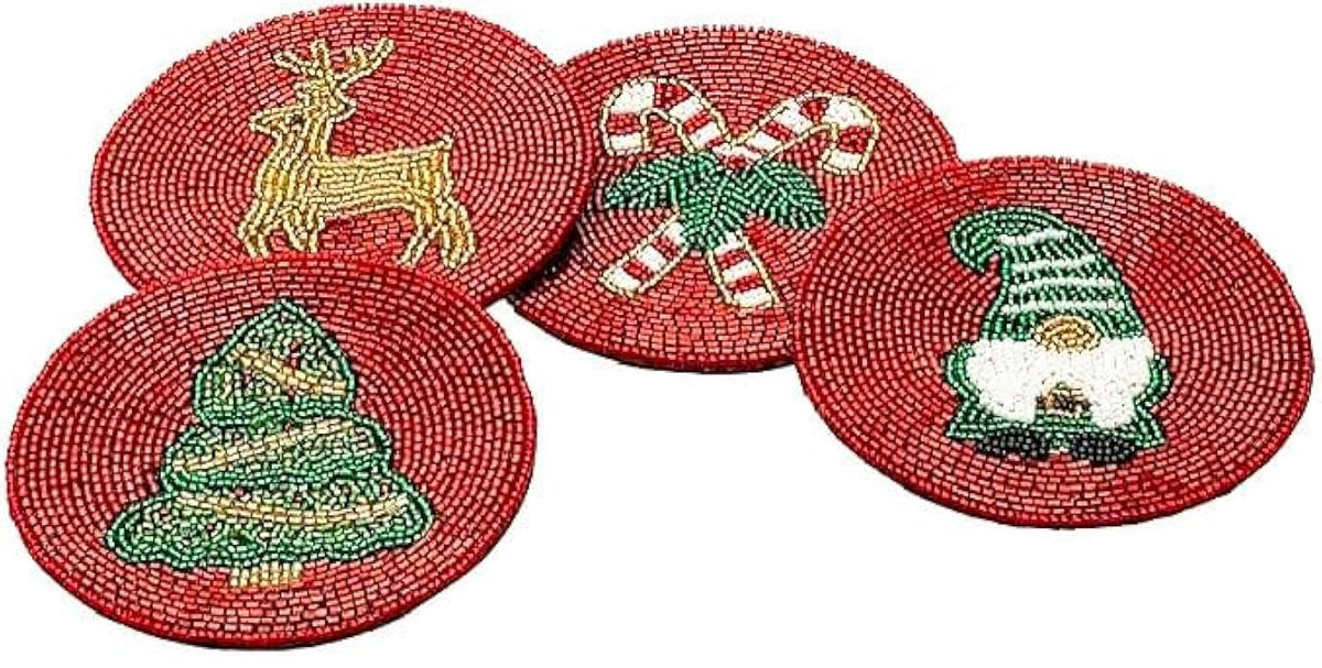 Folkulture Cute Fall Coasters, Set of 4, Non Slip, Easy to Clean - 4 Inch