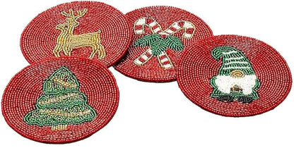 Folkulture Cute Fall Coasters, Set of 4, Non Slip, Easy to Clean - 4 Inch