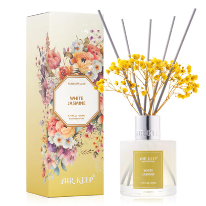 Airkeep Reed Diffuser Set,3.38 fl oz (100 ml) - Clean Linen Oil Diffusers with 8 Reed Sticks,Home Fragrance Reed Diffuser for Bathroom Shelf Decor