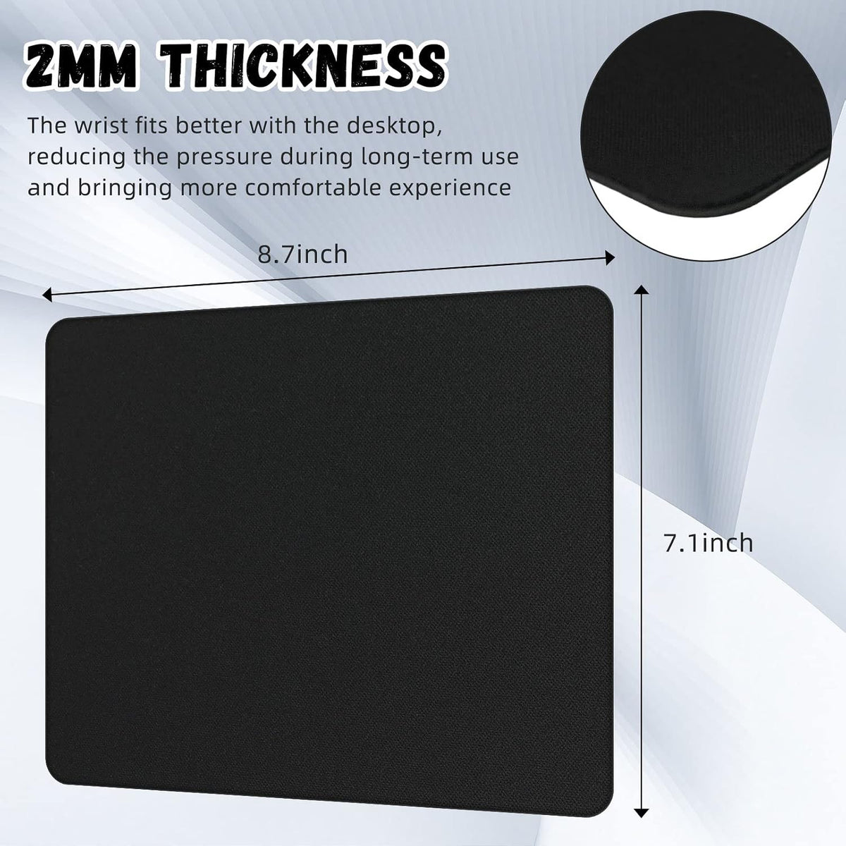 Crtiin 50 Pack Mouse Pad Bulk Pack, 7.09 x 8.66 Inch, Black