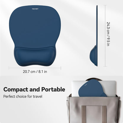 TECKNET Gel Ergonomic Mouse Pad with Wrist Rest, Non-Slip PU Base, Navy