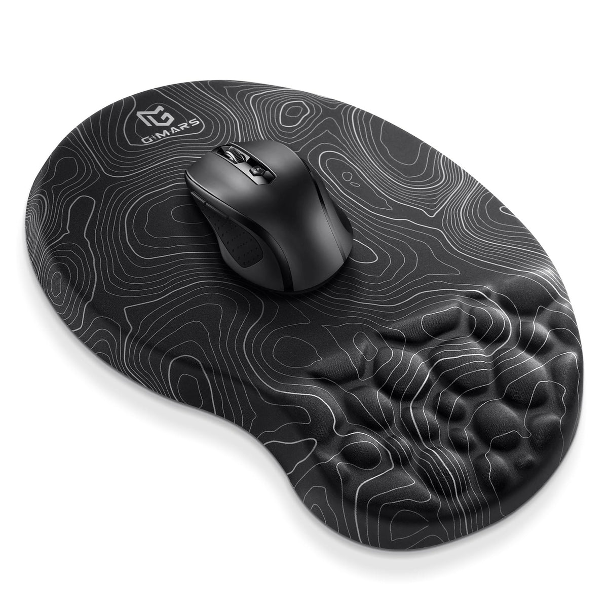 Gimars Large Smooth Superfine Fibre Memory Foam Ergonomic Mouse Pad Wrist Rest Support Mousepad with Nonslip Base for Laptop, Computer, Gaming & Office,Free Coaster Include-Topographic Map