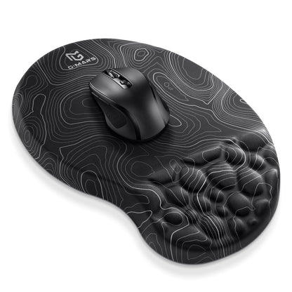 Gimars Large Smooth Superfine Fibre Memory Foam Ergonomic Mouse Pad Wrist Rest Support Mousepad with Nonslip Base for Laptop, Computer, Gaming & Office,Free Coaster Include-Topographic Map