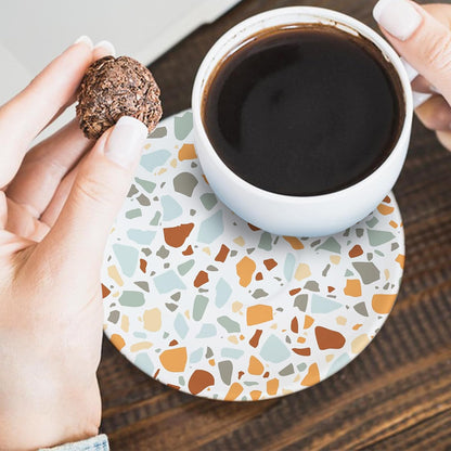 Terrazzo Ceramic Coasters with Holder Set of 6