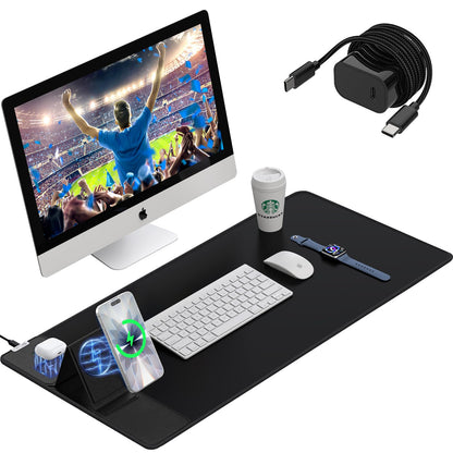 Wireless Charging RGB Mouse Pad with Phone Stand, Large Gaming Desk Mat