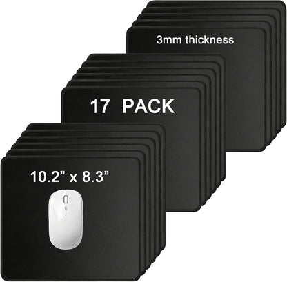 17 Pack Mouse Pads Bulk, Black Mouse Pads for Desk, Office and Laptop
