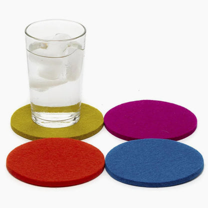 Graf Lantz - Bierfilzl Merino Wool Round Coasters Set of 4 - Heather White (4" Circles) - Absorbs 30% of Weight, German Wool - Heat Resistant, Sustainable, & Reusable - Home Decor & Coffee Table Decor