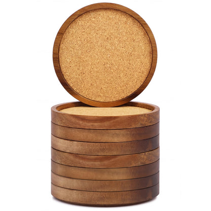 Stackable Wood Absorbent Cork Coaster Set of 4 for Drink, Home Decor