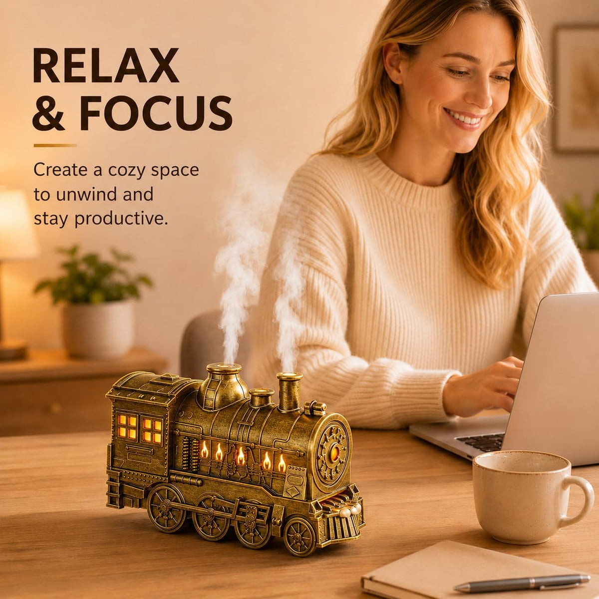 Steam Train Essential Oil Diffuser 300ml with 2 Essential Oils