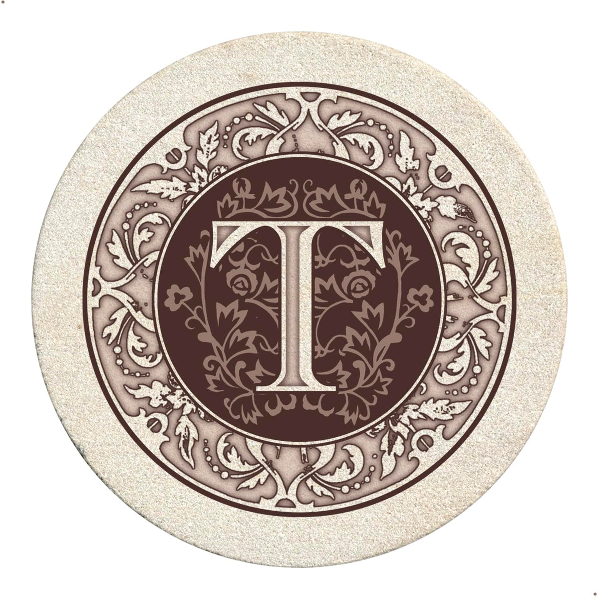 Thirstystone Monogram Round Natural Sandstone Coaster 4 Pack (Letter B)