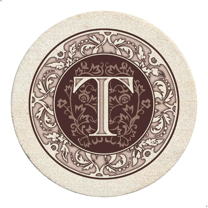 Thirstystone Monogram Round Natural Sandstone Coaster 4 Pack (Letter B)