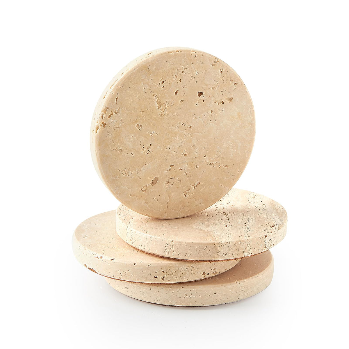 Natural Marble Coaster Set of 4.Round Drinks Coasters,Non-Ceramic/Non-Resin